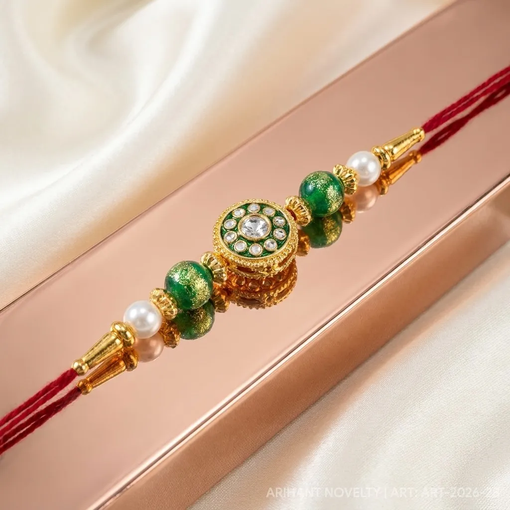 Red Meenakari Bead Rakhi – handmade Meenakari rakhi from Bikaner by Arihant Novelty