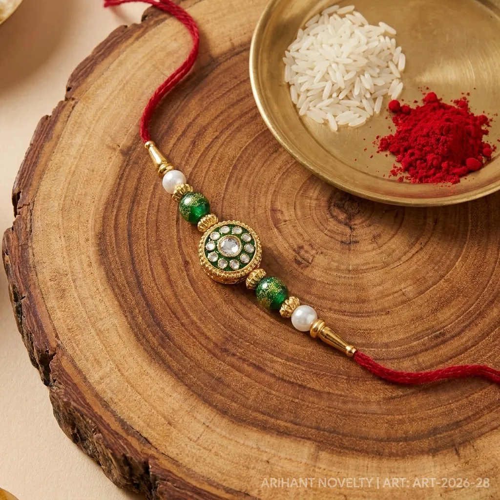 Red Meenakari Bead Rakhi – handmade Meenakari rakhi from Bikaner by Arihant Novelty