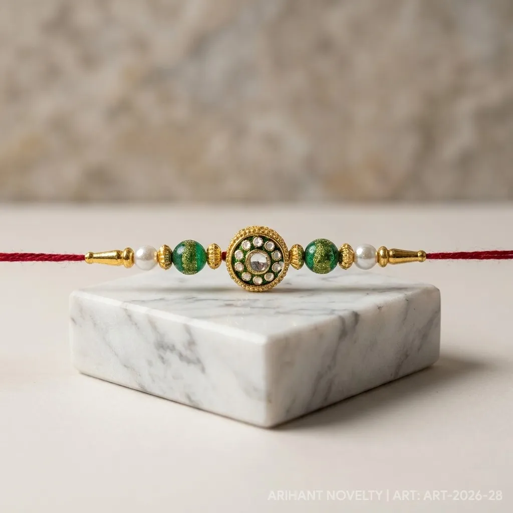 Red Meenakari Bead Rakhi – handmade Meenakari rakhi from Bikaner by Arihant Novelty