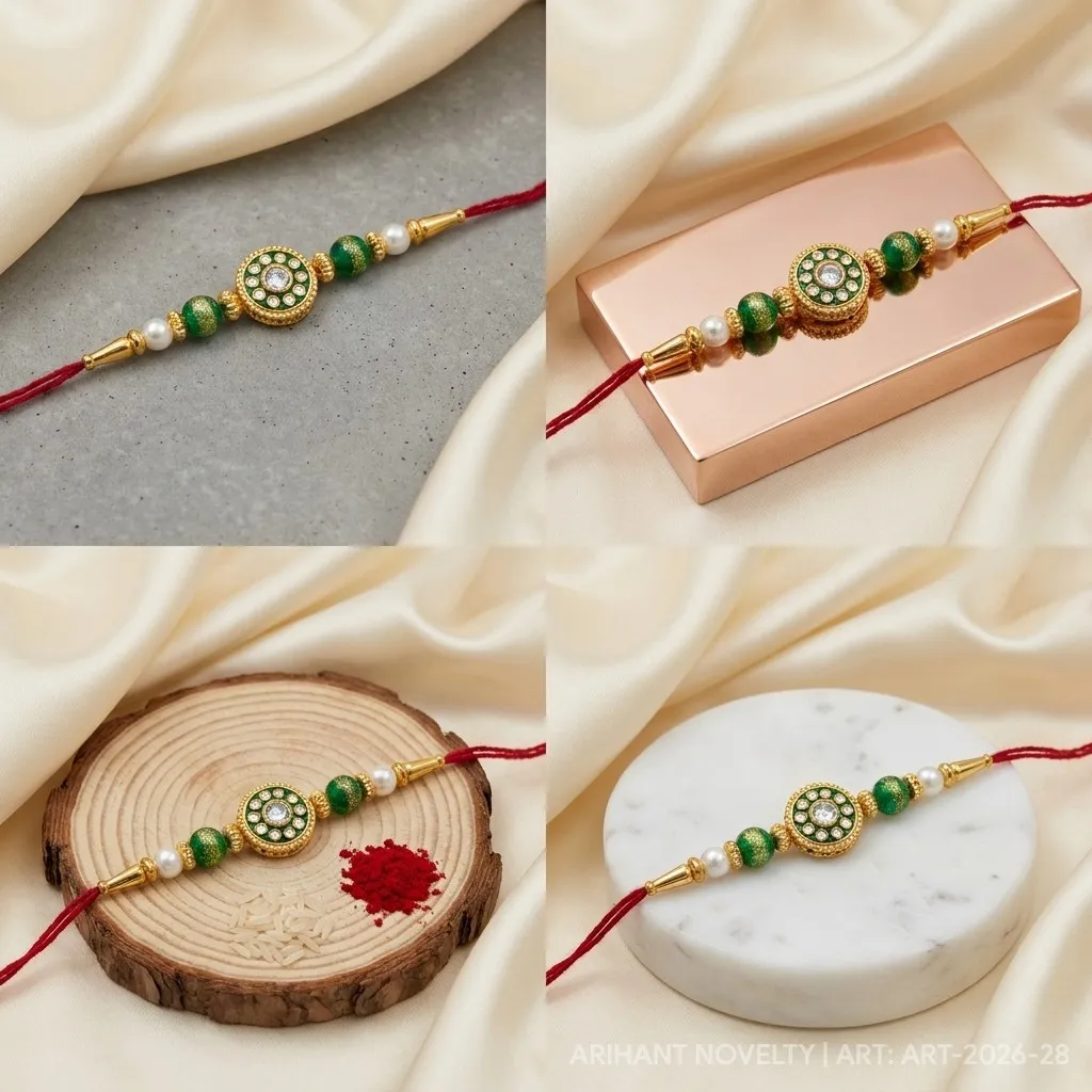 Red Meenakari Bead Rakhi – handmade Meenakari rakhi from Bikaner by Arihant Novelty