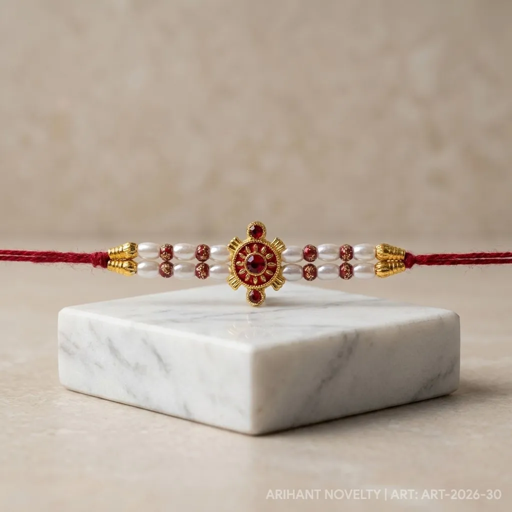 Turtle Charm Pearl Rakhi – handmade Traditional rakhi from Bikaner by Arihant Novelty