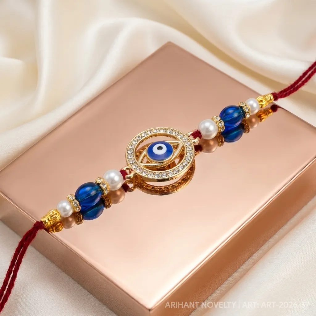 Evil Eye Diamond Ring – handmade Evil Eye rakhi from Bikaner by Arihant Novelty