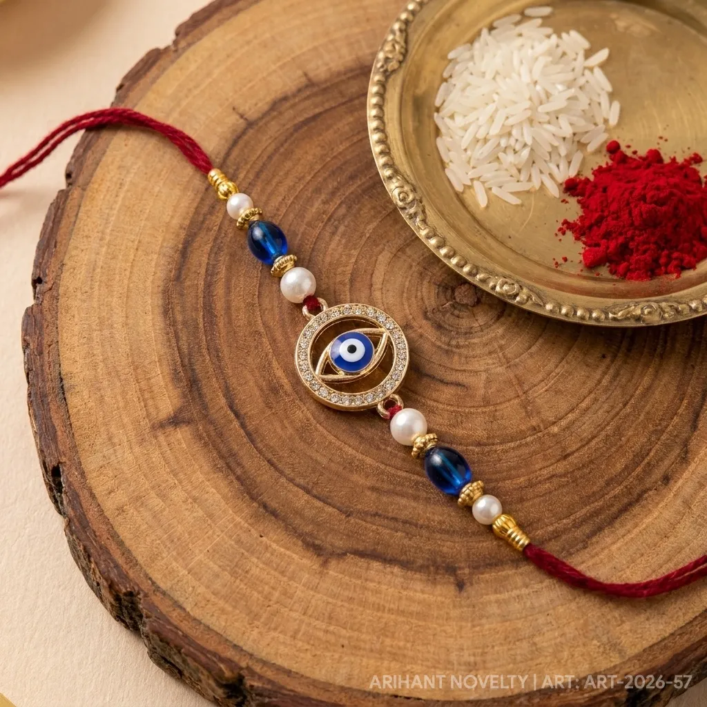 Evil Eye Diamond Ring – handmade Evil Eye rakhi from Bikaner by Arihant Novelty