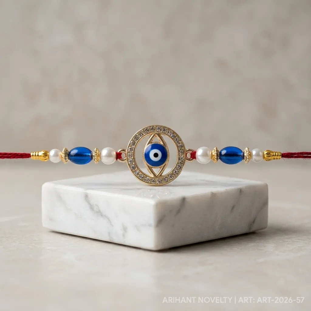 Evil Eye Diamond Ring – handmade Evil Eye rakhi from Bikaner by Arihant Novelty