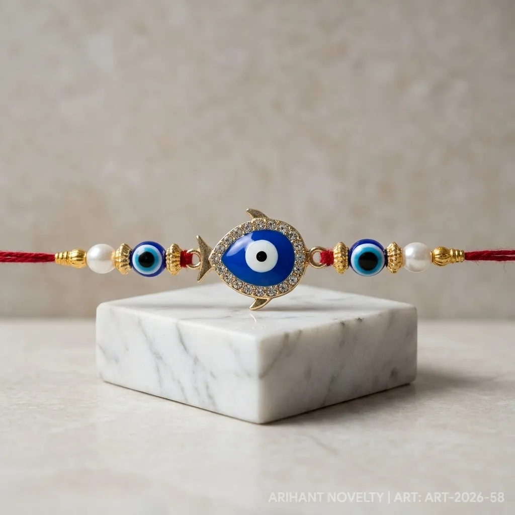 Evil Eye Fish Nazar Rakhi – handmade Evil Eye rakhi from Bikaner by Arihant Novelty