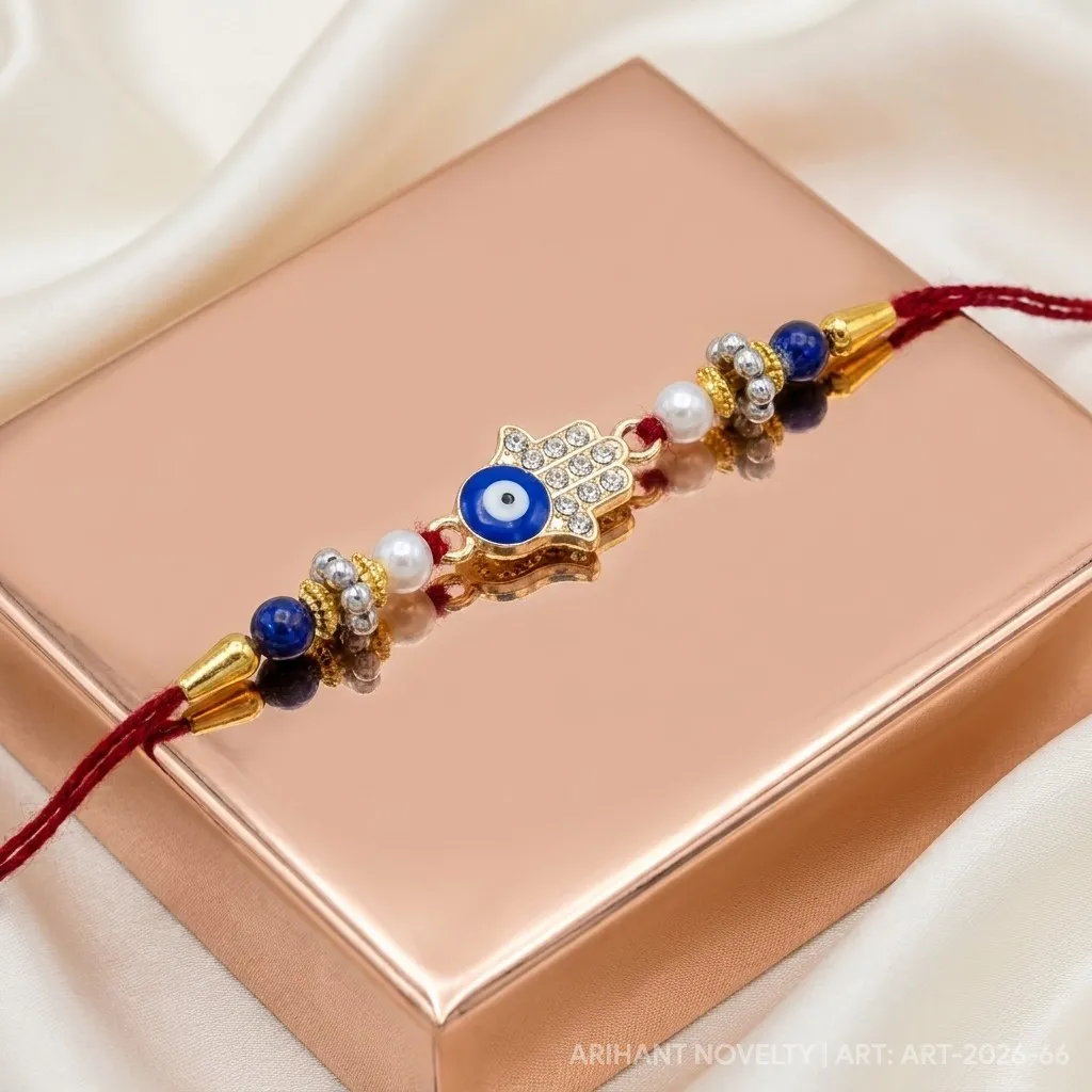 Hamsa Hand Nazar Rakhi – handmade Evil Eye rakhi from Bikaner by Arihant Novelty