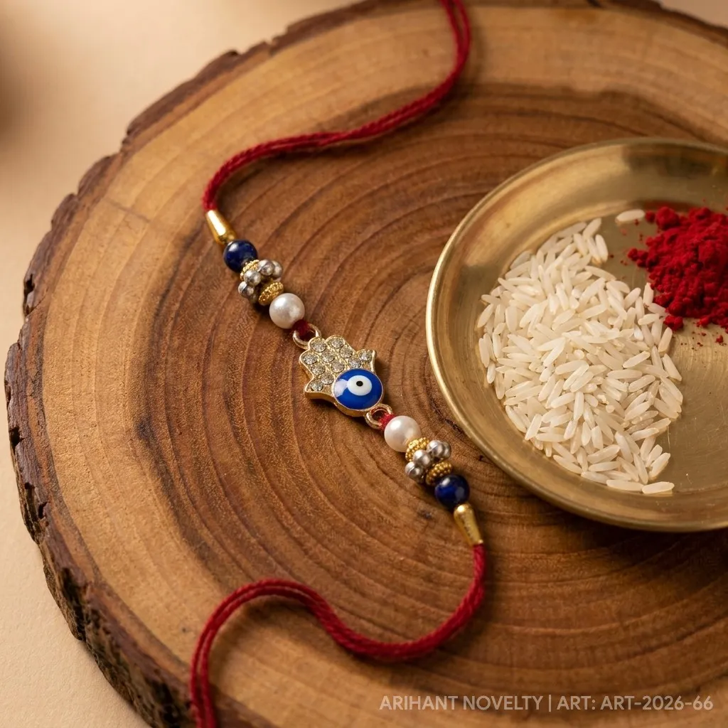 Hamsa Hand Nazar Rakhi – handmade Evil Eye rakhi from Bikaner by Arihant Novelty