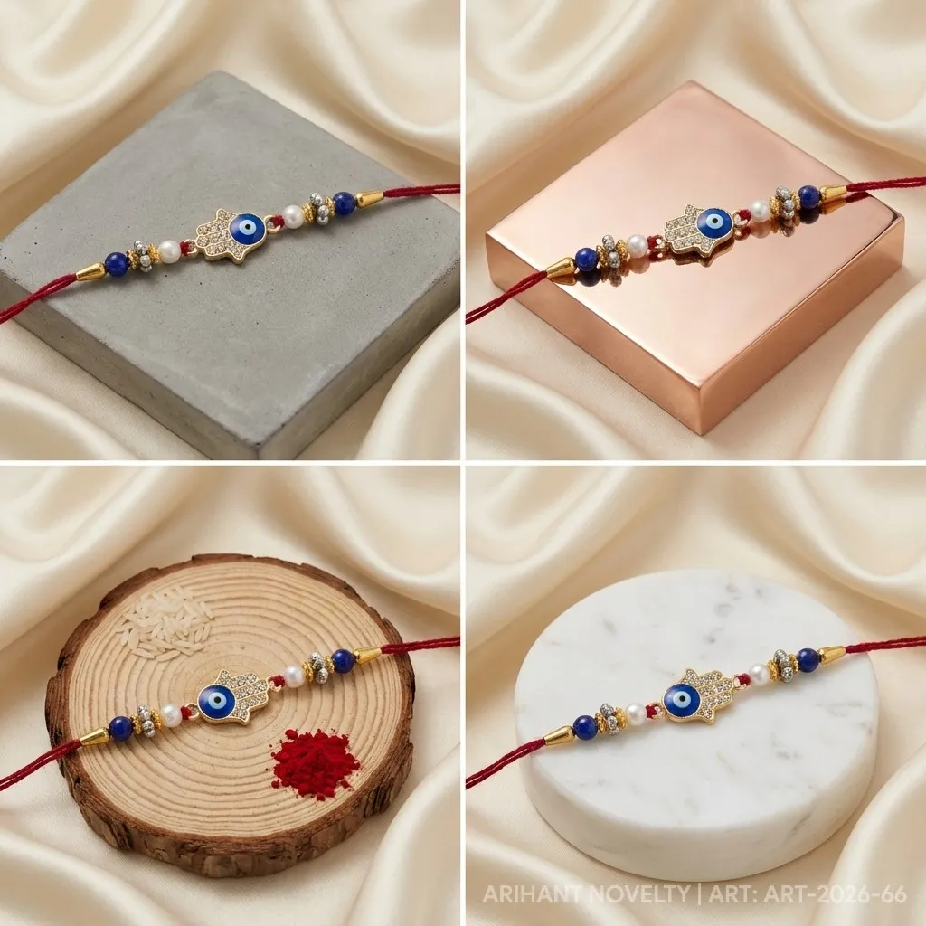 Hamsa Hand Nazar Rakhi – handmade Evil Eye rakhi from Bikaner by Arihant Novelty
