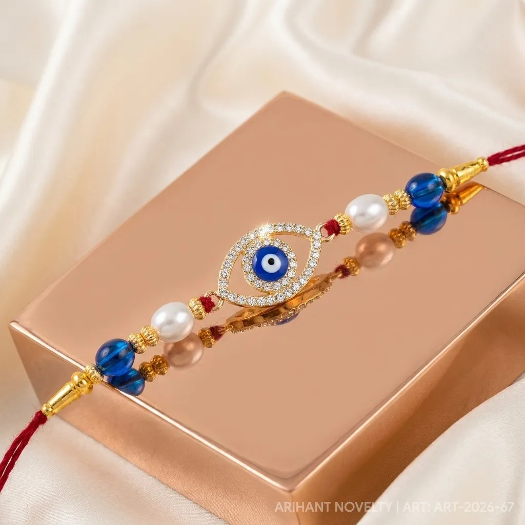 Diamond Pavé Evil Eye Almond – handmade Evil Eye rakhi from Bikaner by Arihant Novelty