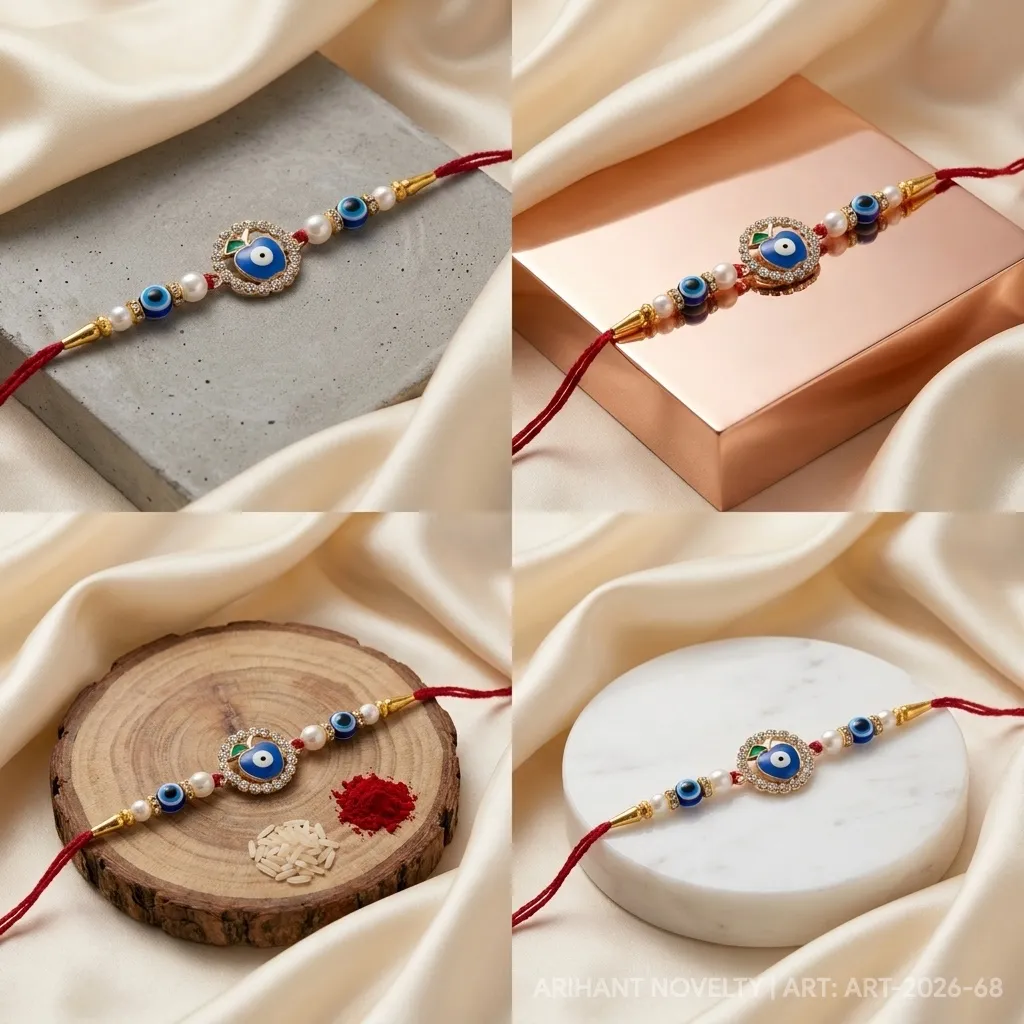 Heart Evil Eye Apple – handmade Evil Eye rakhi from Bikaner by Arihant Novelty