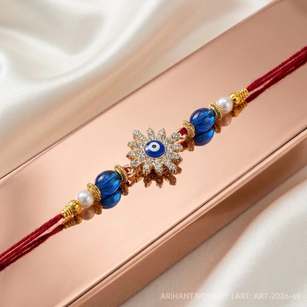 Evil Eye Sunflower – handmade Evil Eye rakhi from Bikaner by Arihant Novelty