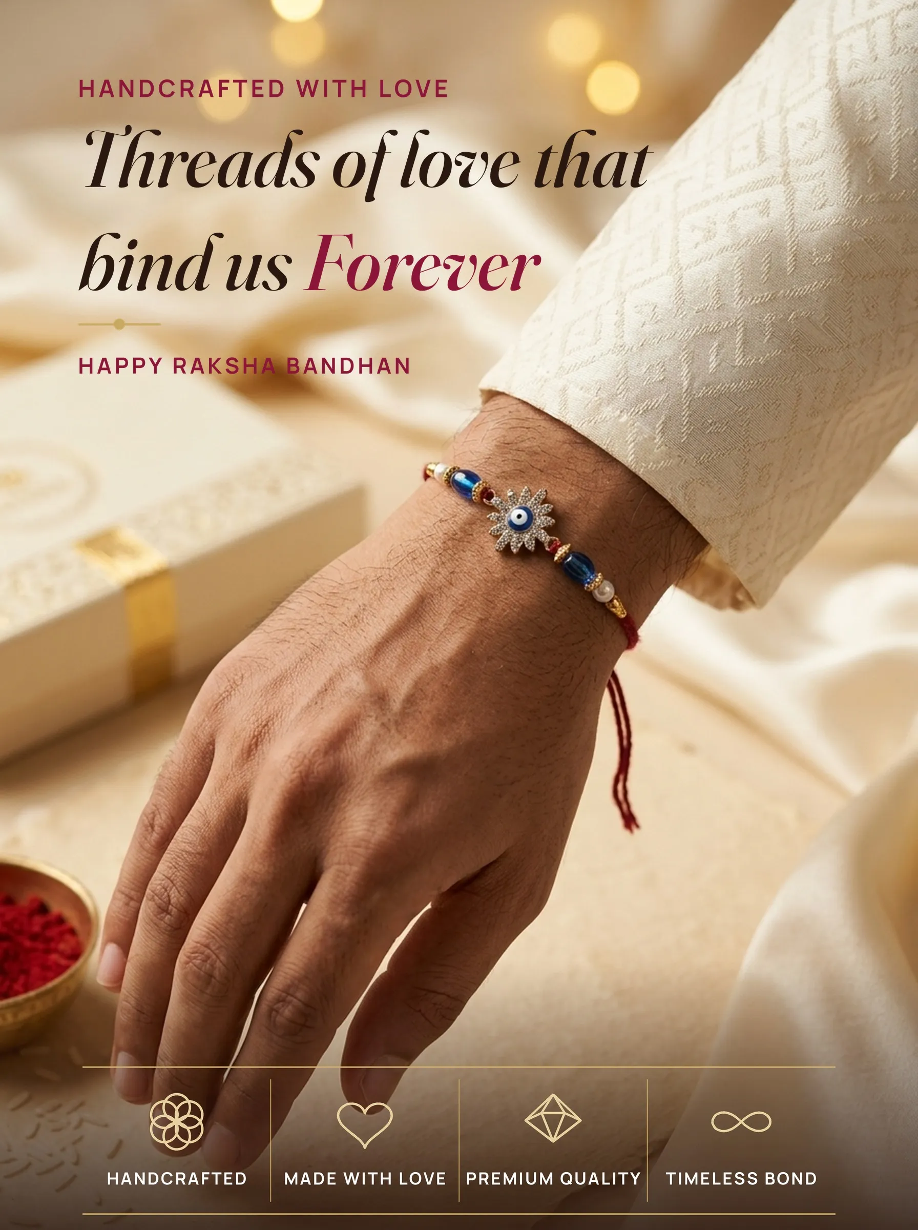 Evil Eye Sunflower – handmade Evil Eye rakhi from Bikaner by Arihant Novelty
