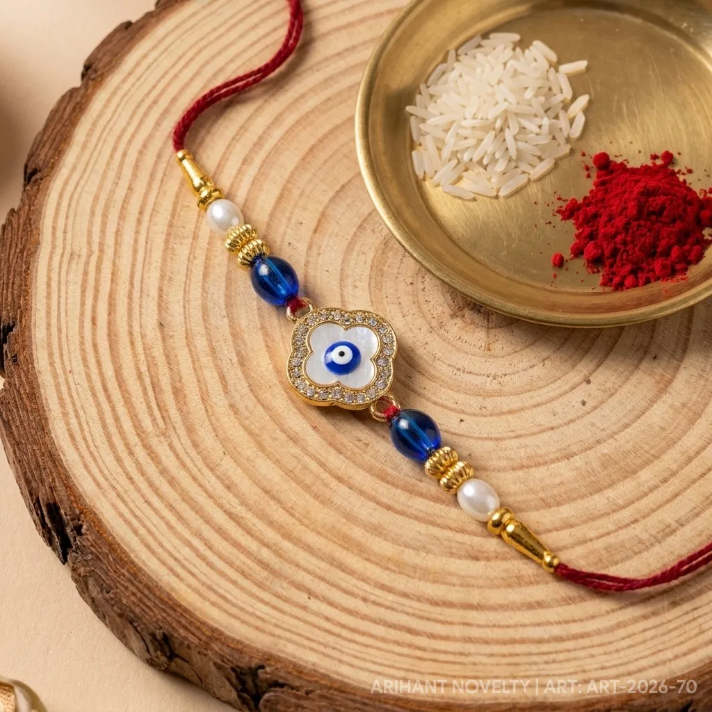 Evil Eye Clover – handmade Evil Eye rakhi from Bikaner by Arihant Novelty
