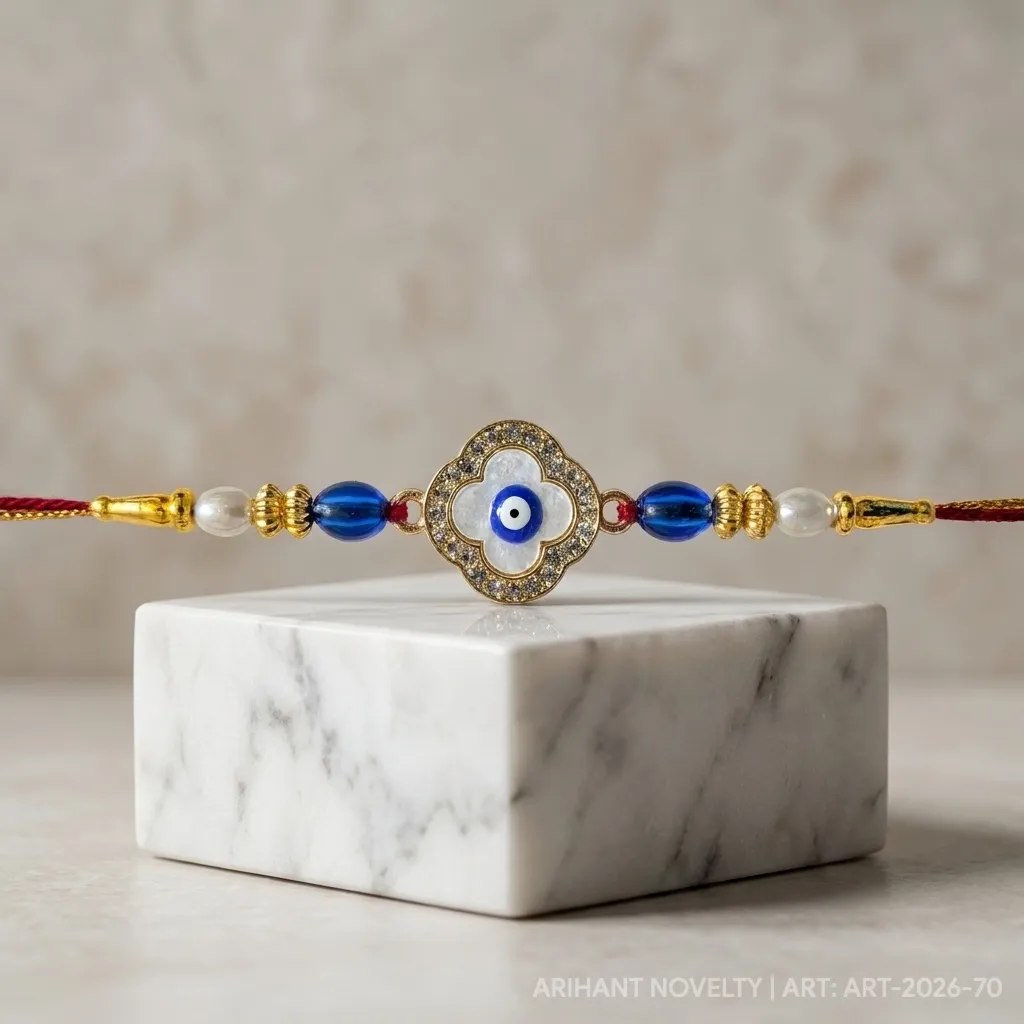 Evil Eye Clover – handmade Evil Eye rakhi from Bikaner by Arihant Novelty