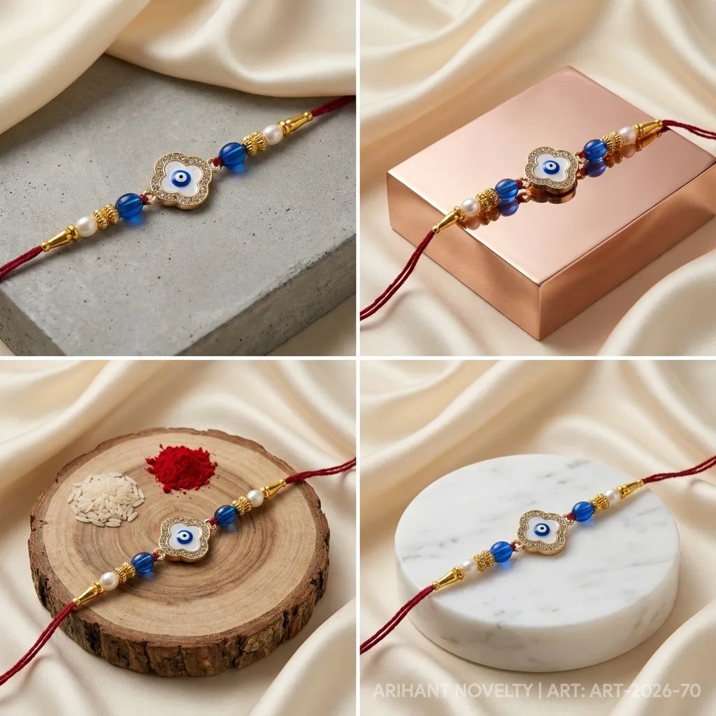 Evil Eye Clover – handmade Evil Eye rakhi from Bikaner by Arihant Novelty