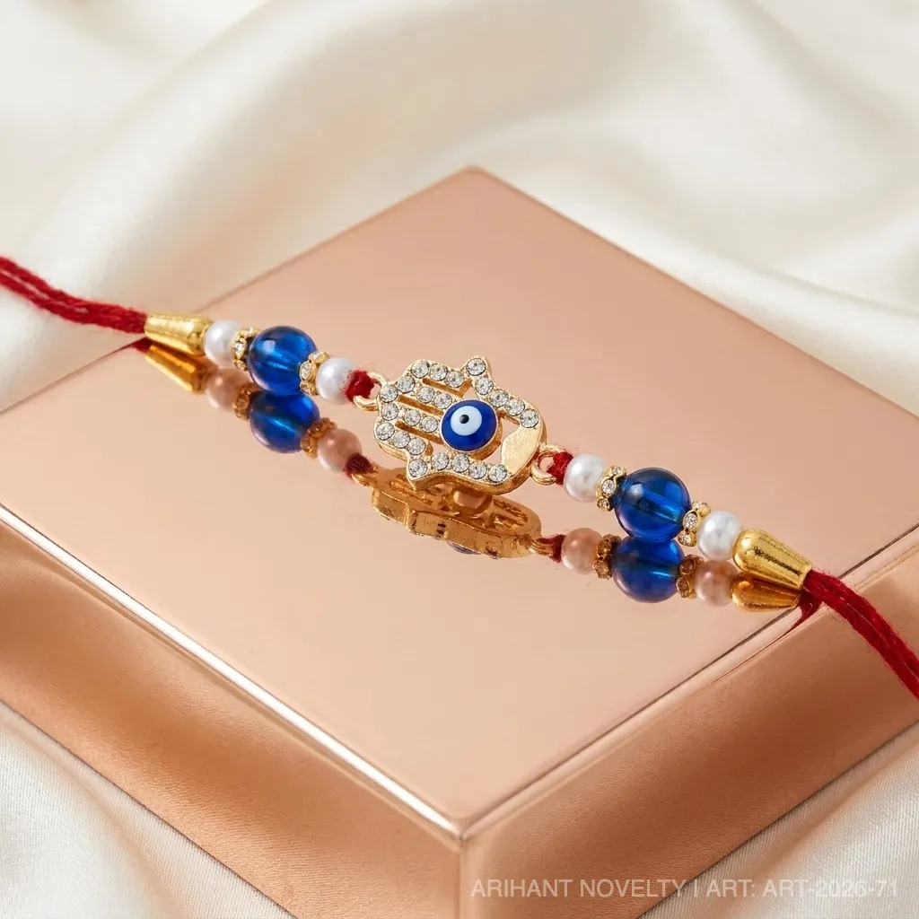 Hamsa Nazar Rakhi – handmade Evil Eye rakhi from Bikaner by Arihant Novelty