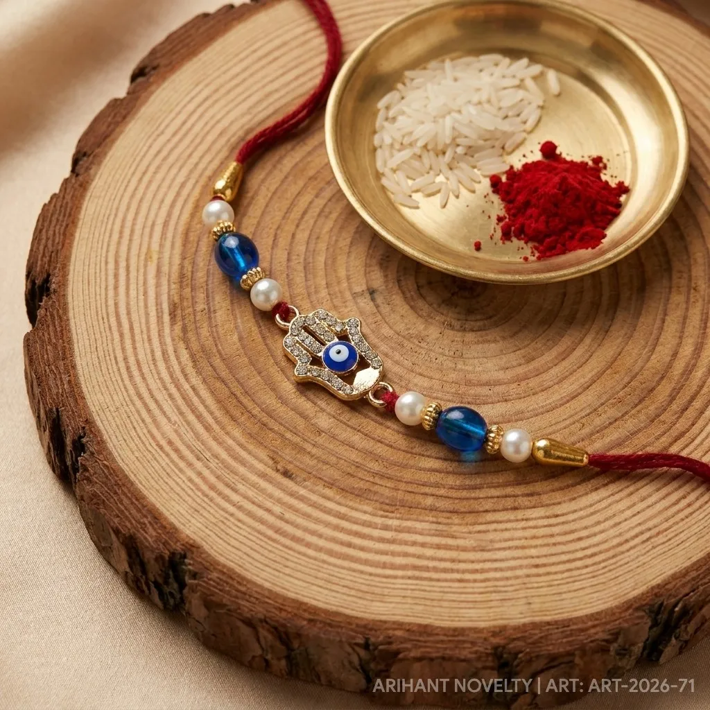 Hamsa Nazar Rakhi – handmade Evil Eye rakhi from Bikaner by Arihant Novelty