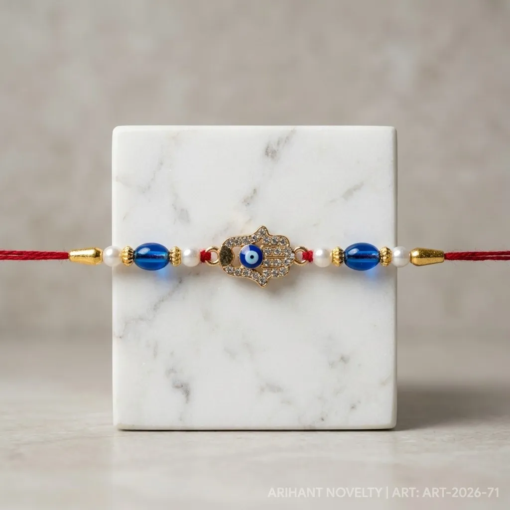 Hamsa Nazar Rakhi – handmade Evil Eye rakhi from Bikaner by Arihant Novelty