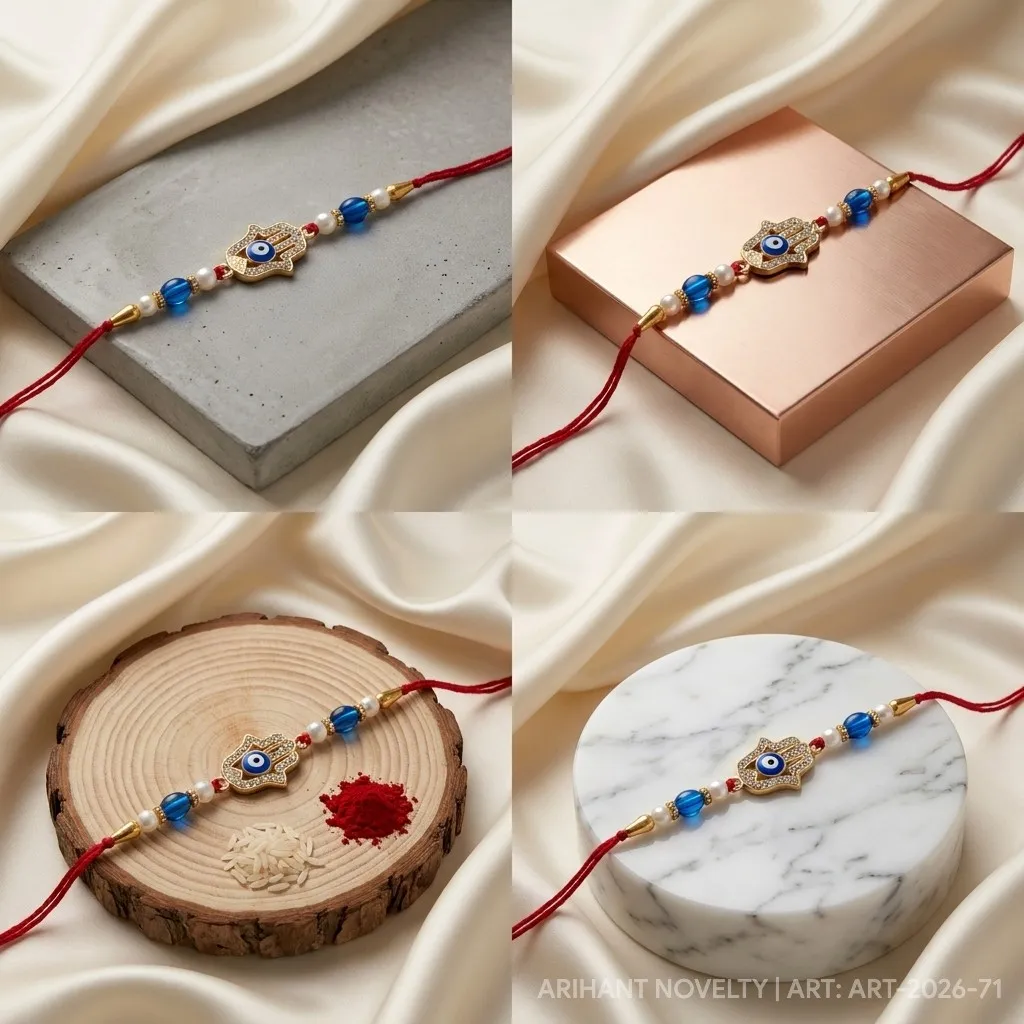 Hamsa Nazar Rakhi – handmade Evil Eye rakhi from Bikaner by Arihant Novelty