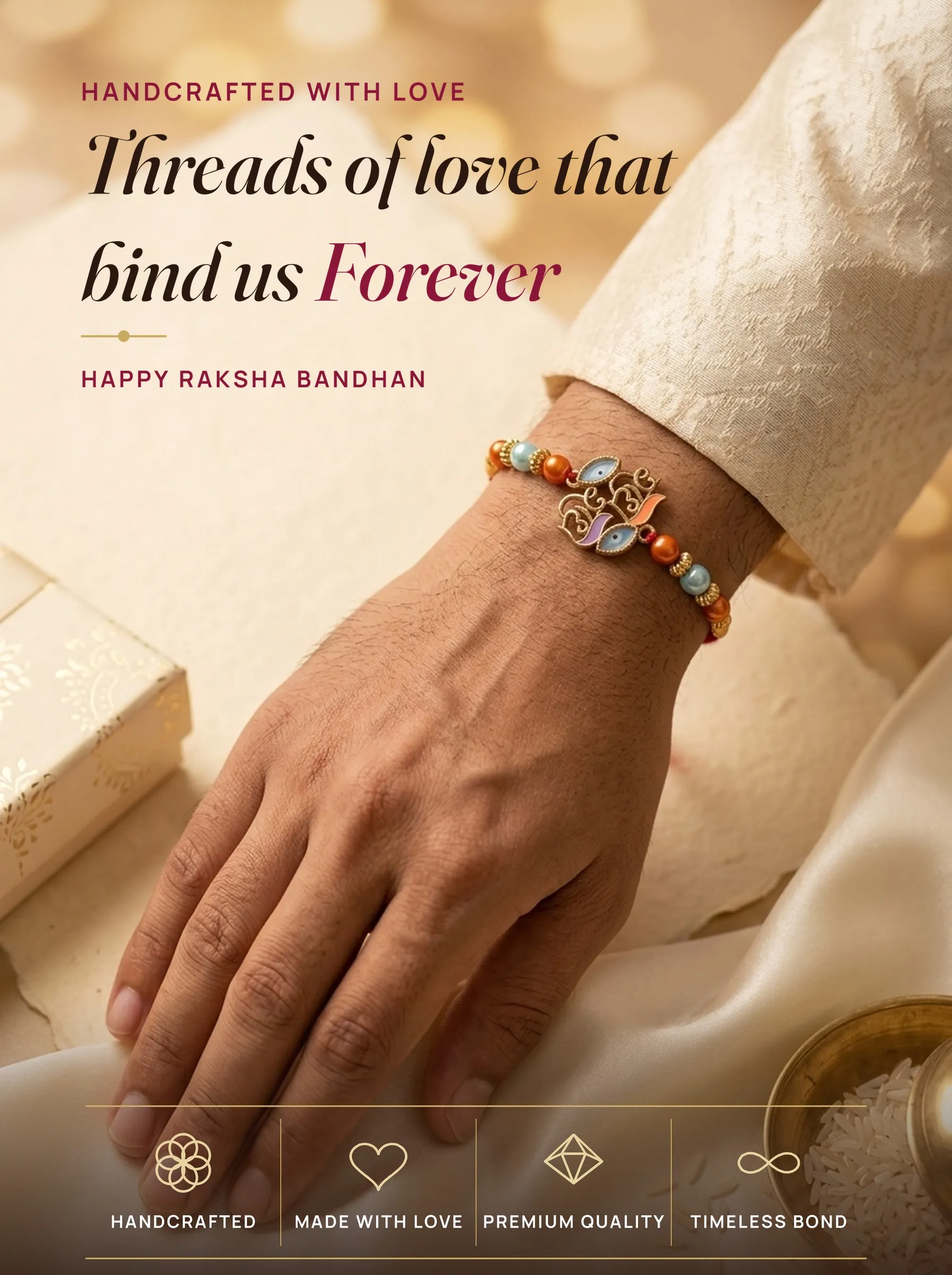 Radhe Radhe Devotional Rakhi – handmade Traditional rakhi from Bikaner by Arihant Novelty