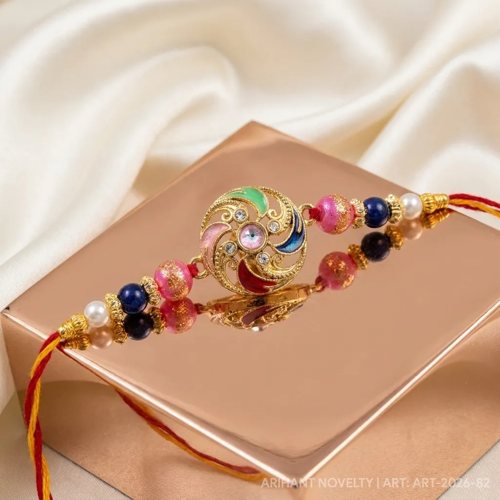 Filigree Scroll Evil Eye – handmade Evil Eye rakhi from Bikaner by Arihant Novelty