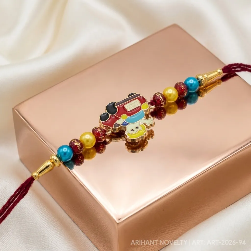 Boy in Red Car Rakhi – handmade Kids rakhi from Bikaner by Arihant Novelty