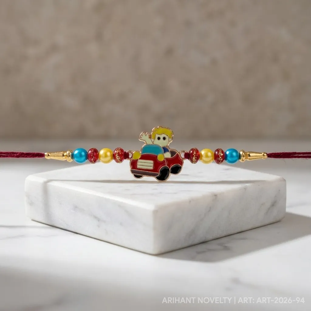Boy in Red Car Rakhi – handmade Kids rakhi from Bikaner by Arihant Novelty