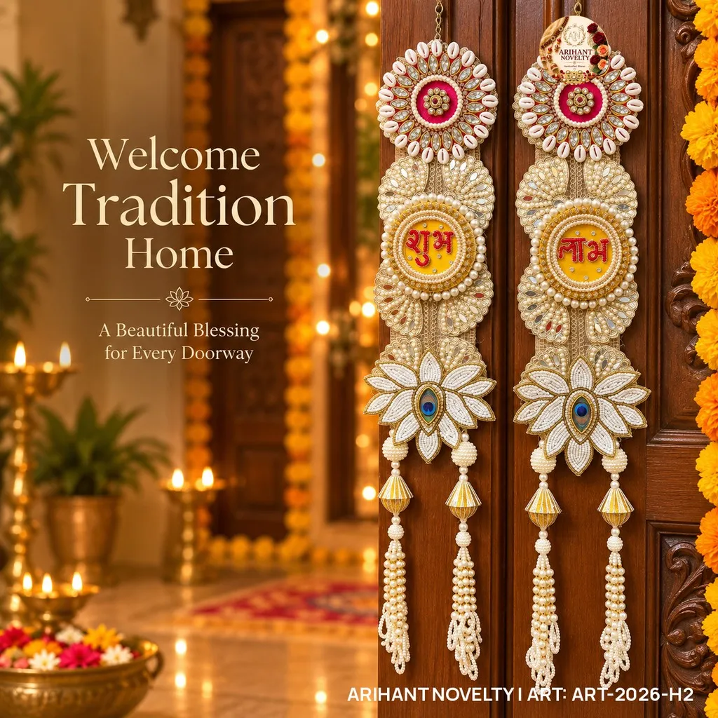 Shubh Labh Cowrie Door Hanging Pair – handmade Hangings rakhi from Bikaner by Arihant Novelty