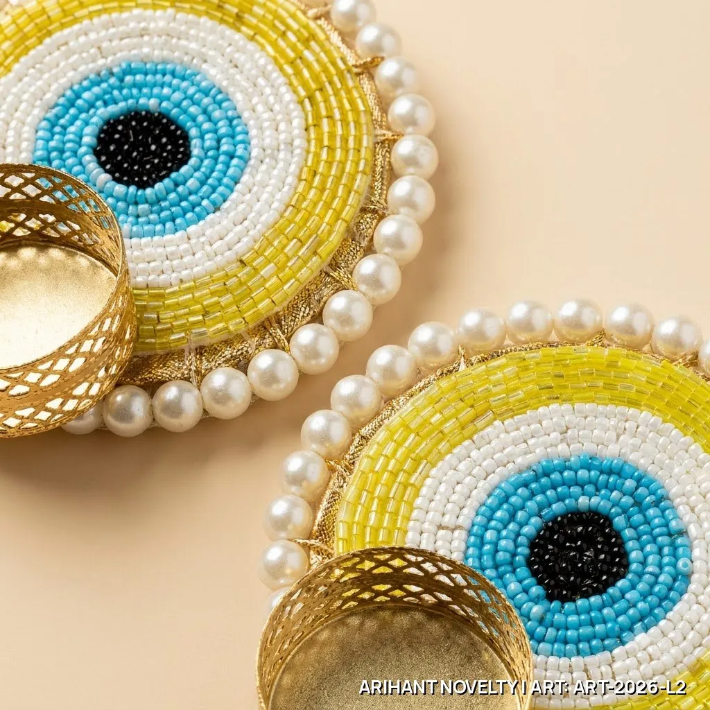Evil Eye Brass Cup Tea-Light Pair – handmade Tea Light Holder rakhi from Bikaner by Arihant Novelty