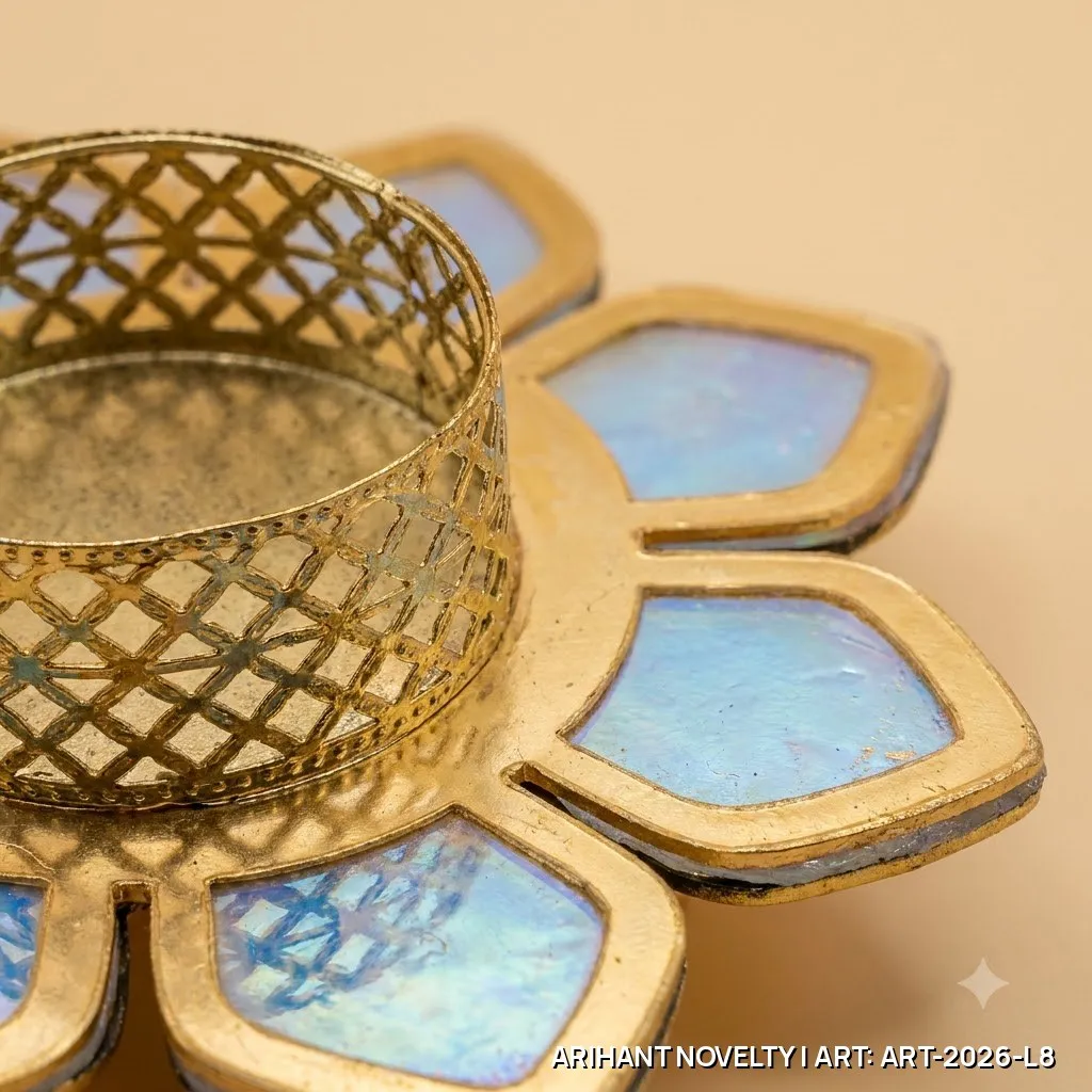 Iridescent Petal Tea-Light Holder Set of 4 – handmade Tea Light Holder rakhi from Bikaner by Arihant Novelty