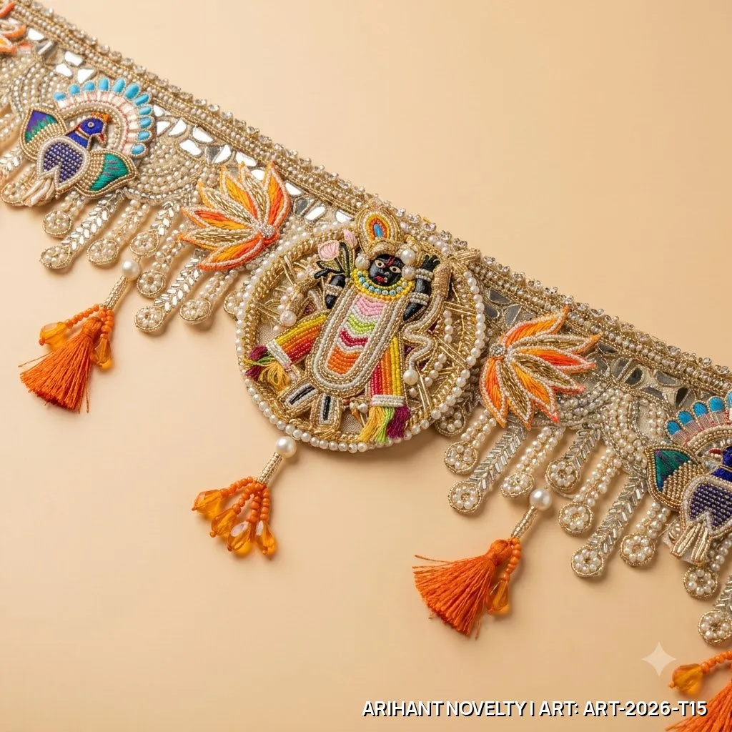 Krishna Peacock Marigold Toran – handmade Toran rakhi from Bikaner by Arihant Novelty