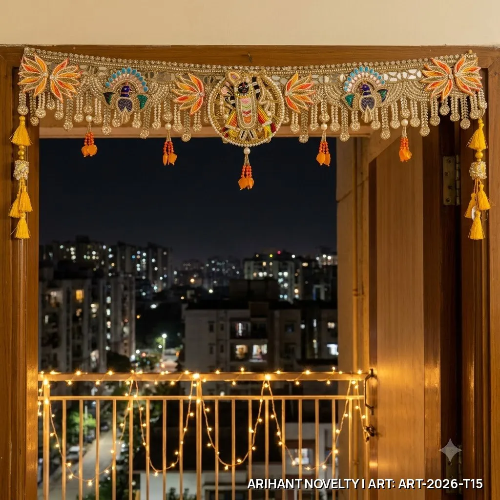 Krishna Peacock Marigold Toran – handmade Toran rakhi from Bikaner by Arihant Novelty