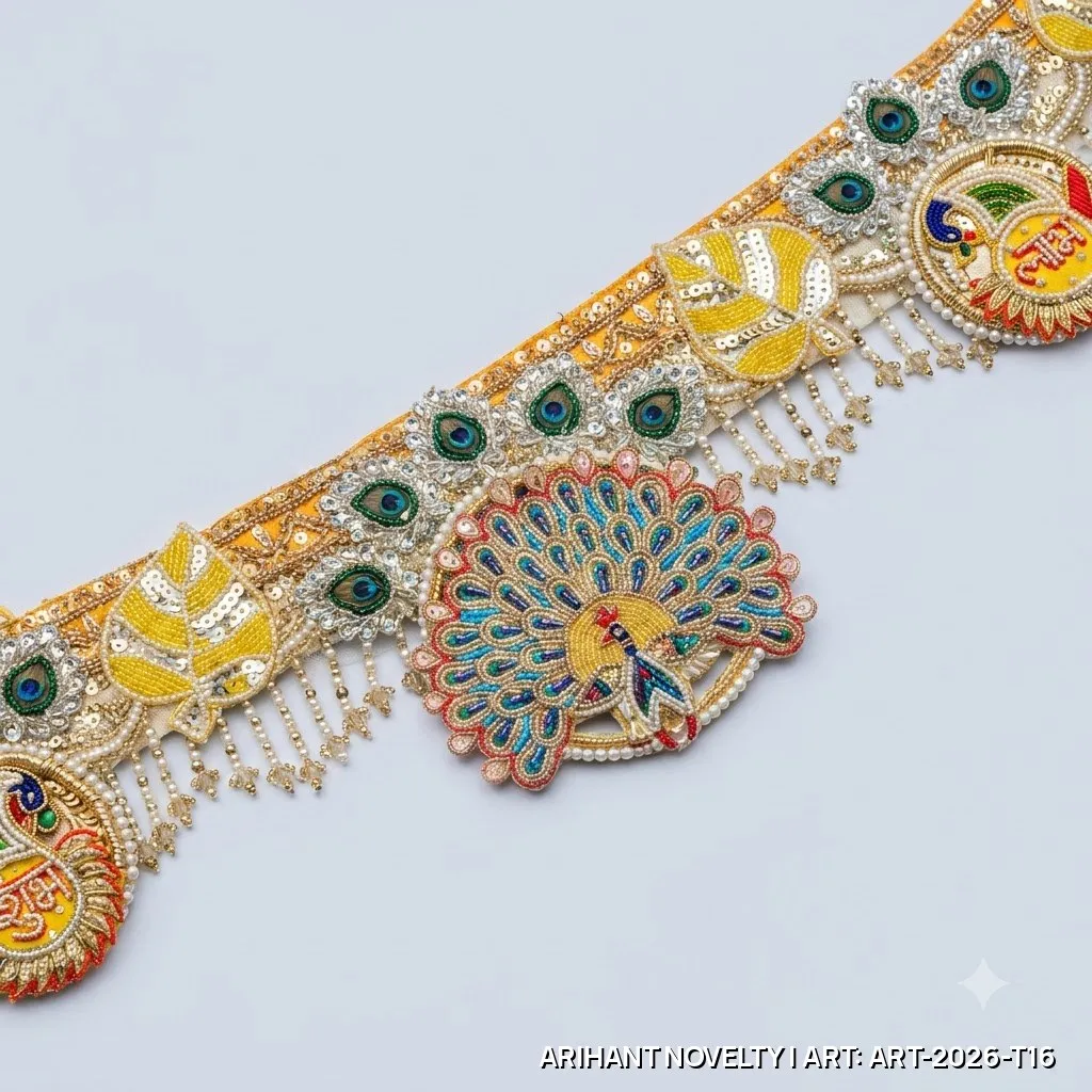 Peacock Shubh-Labh Mango Leaf Toran – handmade Toran rakhi from Bikaner by Arihant Novelty