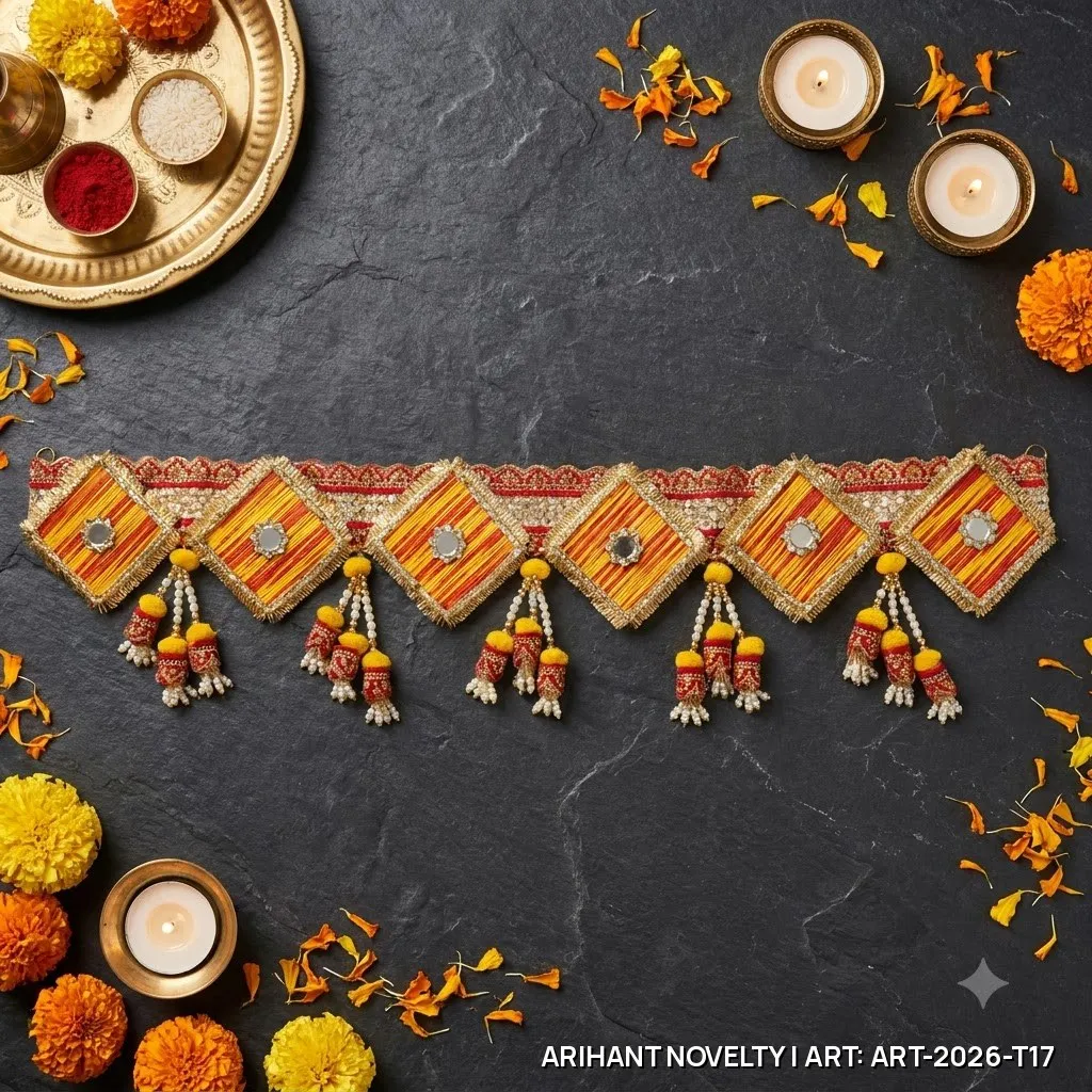 Rustic Mirror Diamond Panel Toran – handmade Toran rakhi from Bikaner by Arihant Novelty