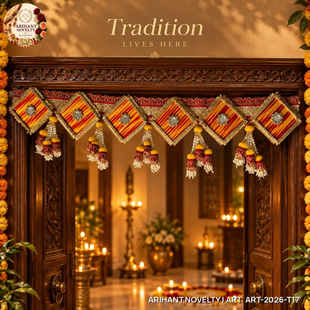 Rustic Mirror Diamond Panel Toran – handmade Toran rakhi from Bikaner by Arihant Novelty