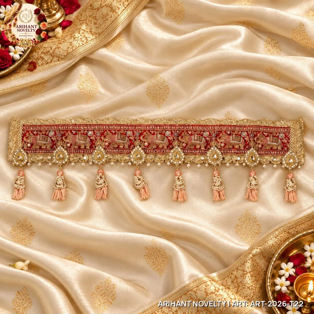Red Elephant Mirror Work Toran – handmade Toran rakhi from Bikaner by Arihant Novelty