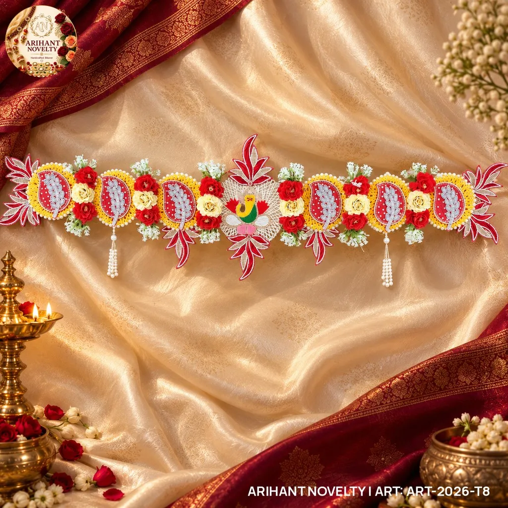Red Lotus Marigold Toran – handmade Toran rakhi from Bikaner by Arihant Novelty